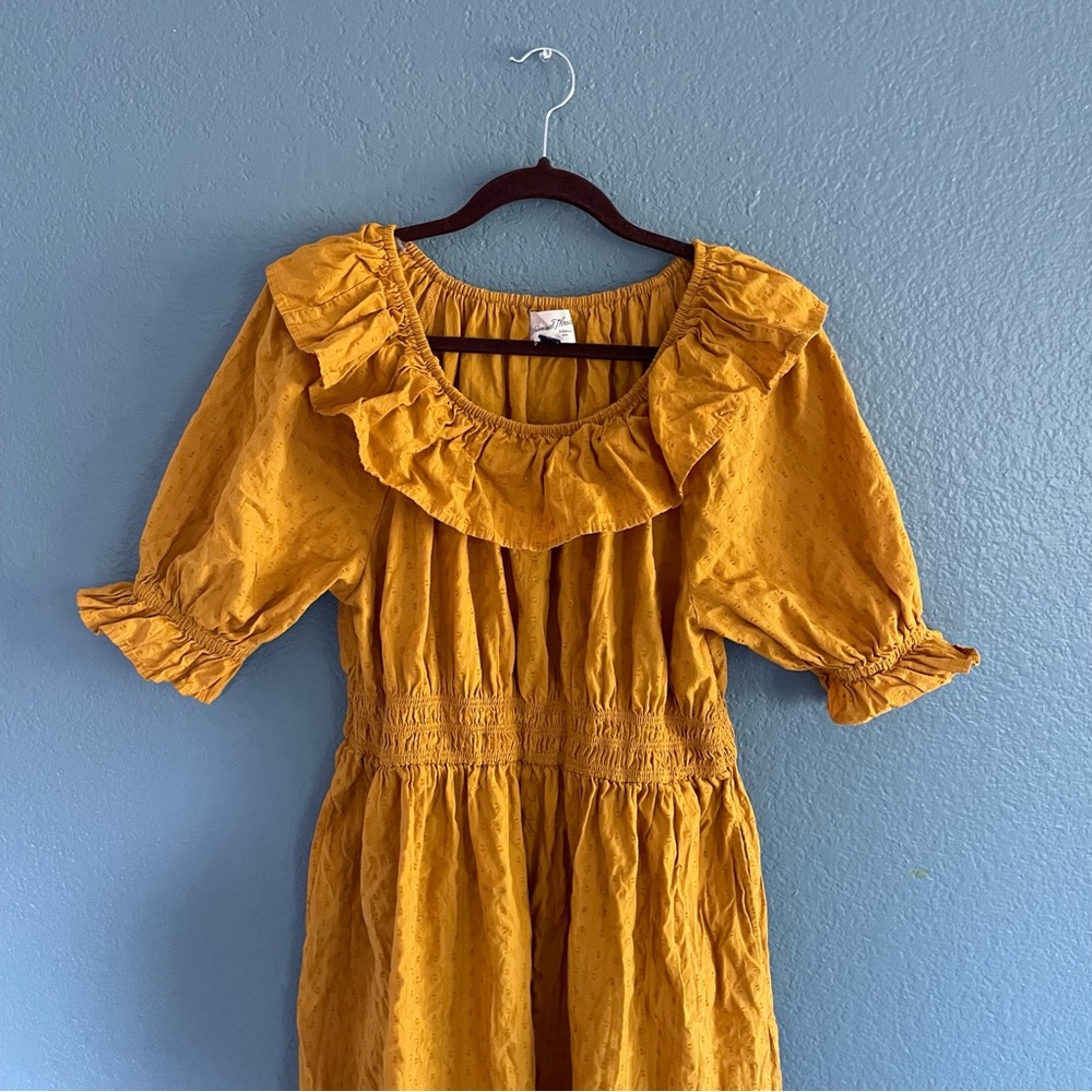 Yellow Universal Thread Midi Dress Large 12 14 Golden Fall Autumn EUC Pockets 🍂 - Picture 2 of 7